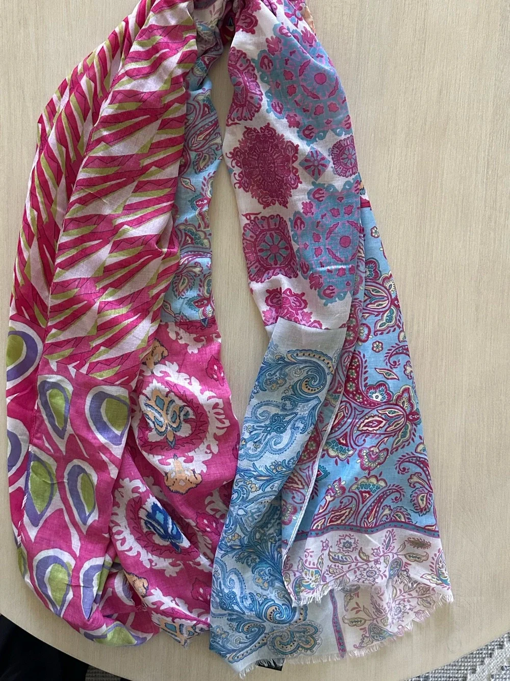 Joy Susan Mixed Paisley Scarf in Pink, Blue & Green Accents